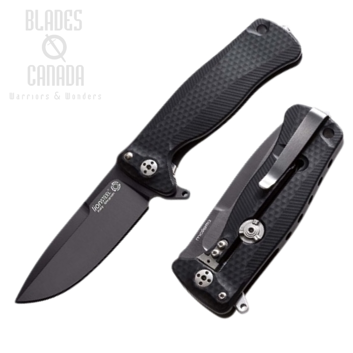 Lion Steel SR22A BB Flipper Framelock Knife, Sleipner Black, Aluminum Black